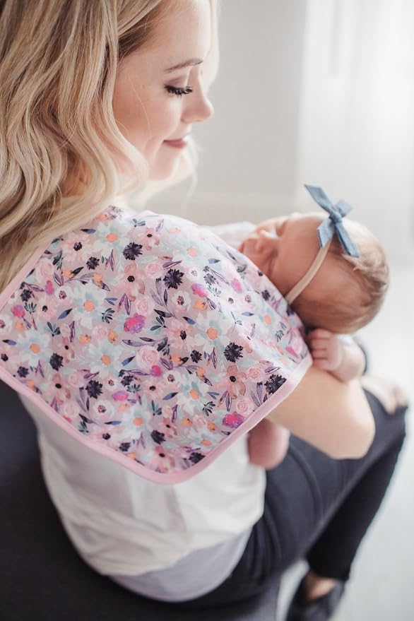 Copper Pearl Premium Baby Burp Cloths - 3-Pack Large Cotton Burp Cloths, Extra Soft Spit Up Rags with 3 Absorbent Layers, Perfect for Baby Girl Gifts (21" x 10" Size, Morgan Set)