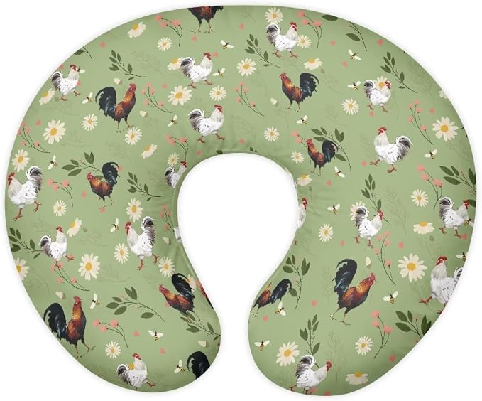 Boho Chicken Nursing Pillow Cover for Baby Boys Girls, Breastfeeding Pillow Slipcover Cushion Cover, Soft Fabric Fits Snug On Infant, Fits for Nursing Pillow Newborn