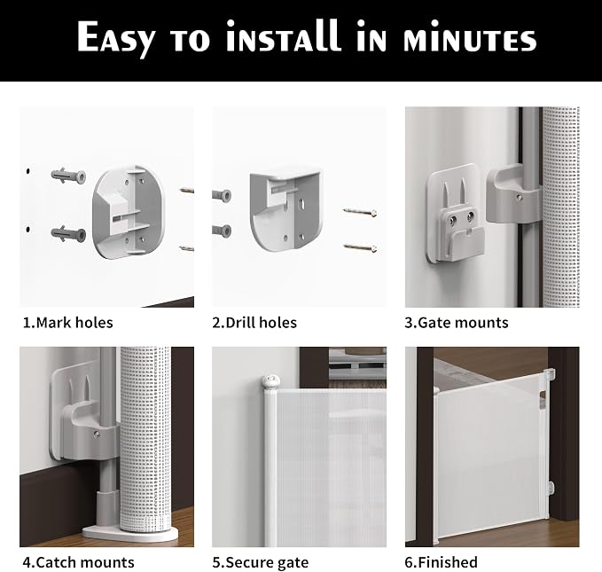 Retractable Baby Gate, Extra Wide Mesh Safety Gate for Babies and Pets, 33" Tall, for Stairs, Doorways and Hallways, Indoor & Outdoor