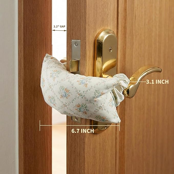 Soft Fabric Door Stopper for Handles, Floral Door Slam Stopper Door Silencer Quiet Buffer, Prevents Door Slams Finger Pinches for Kids & Pets Safety, Farmhouse Home Decor