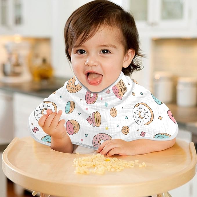 vvfelixl Muslin Burp Cloths Cute Pastries Doughnuts Baby Washcloths for Baby Girl Boys 2 Pack