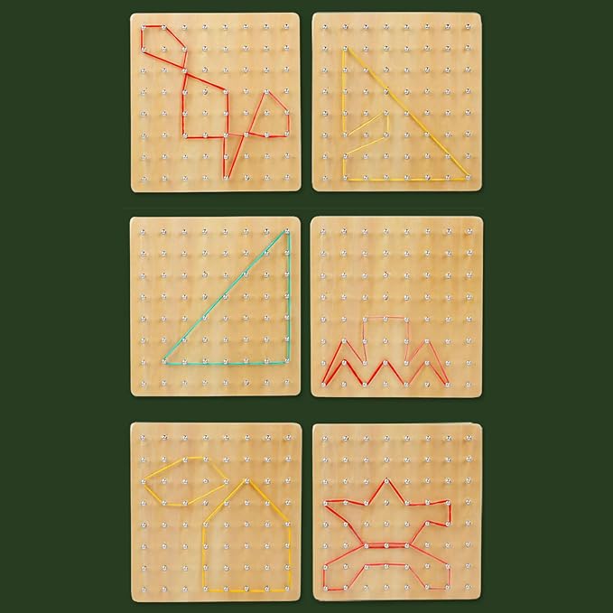 Educational Wooden Pegboard with Elastic Rubber Bands Geometry Shape Learning Toy for Fine Motor Skills Development Topological Pegboard