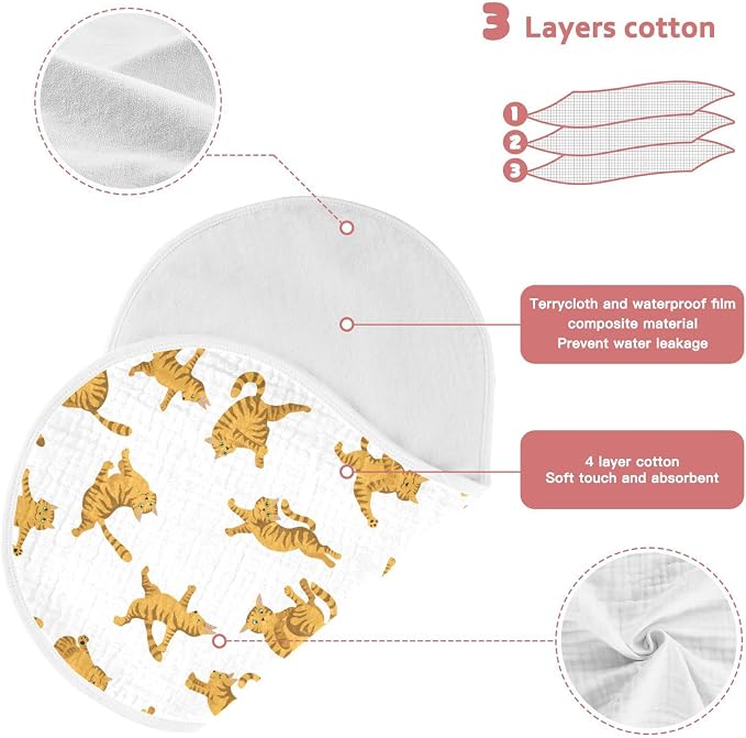 Yoga Tabby Cat Muslin Burp Cloths for Baby 4 Pack Soft 100% Cotton Super Absorbent Baby Washcloths Bibs for Boy Girl