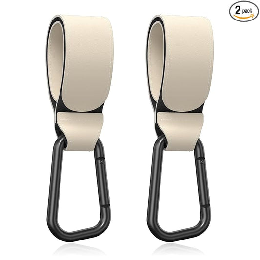 Baby Stroller Hooks for Hanging Bags, Universal Stroller Clips Accessories, Mommy Hook for Diaper Bag, Shopping Cart, Purse, Backpack - 2 Pack, Off White