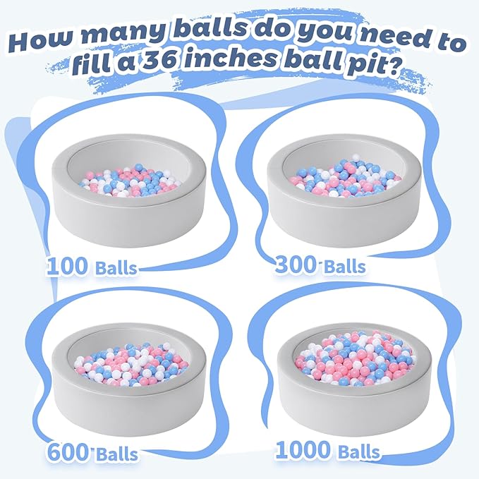 Leather Foam Ball Pit for Toddlers: Waterproof Baby Ball Pit with Soft Memory Foam - Large Soft-Play Set Baby Playpen Indoor Outdoor Games - Ideal Gifts Toys for Boys and Girls (Upgraded Round)