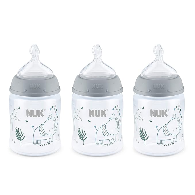 NUK Smooth Flow Anti Colic Baby Bottle, Elephant, 5 Ounce (3 Count)(Pack of 12)