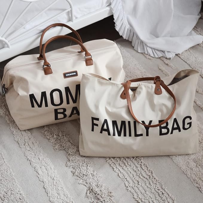 Childhome Original Mommy Diaper Bag - Large Tote, Travel & Hospital Bag (Off White Black)
