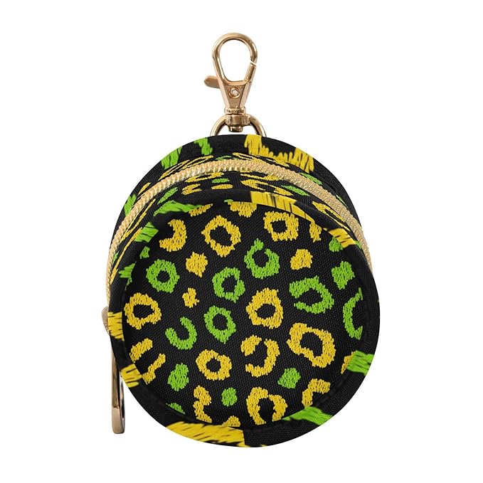 Pacifier Holder with Clip Pacifier Case for Diaper Bag Round Baby Pacifier Pouch Box Bag Portable Jamaican Leopard Print Yellow