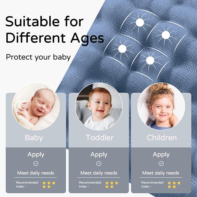 Yoofoss Hooded Baby Towels for Newborn 2 Pack 100% Muslin Organic Cotton Baby Bath Towel with Hood for Babies, Infant, Toddler and Kids, 32x32Inch, Soft and Absorbent Newborn Essential,Grey& Dark Blue