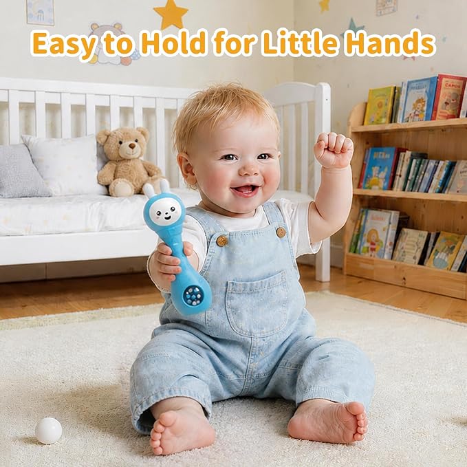 alilo Baby Musical Rattle 0-6-12 Months, Interactive Baby Toys with 7 Music Modes, 15 Nursery Rhymes, 15 Soothing Melodies & White Noise, Sensory Development Toy, Baby Gifts for Boys & Girls