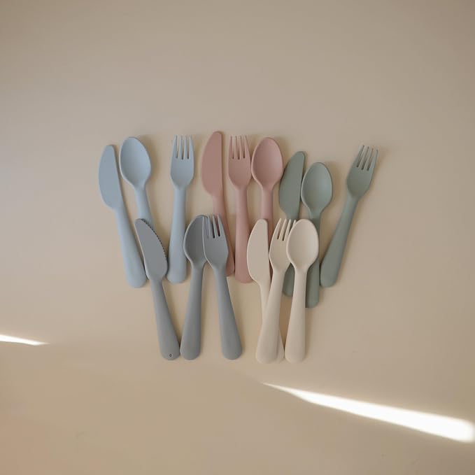 mushie Dinnerware Cutlery Set of 3 For Kids | Made in Denmark (Ivory)