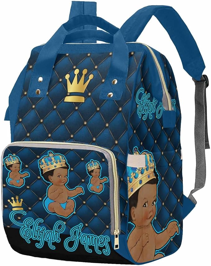 M YESCUSTOM Custom Diaper Bag Backpack for Women Personalized Tote Bag Travel DayPack for Nappy Mommy Bag Mother's Day Gift Blue