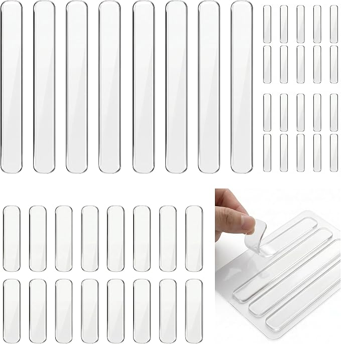 44Pcs Clear Cabinet Door Bumpers, Adhesive Silicone Noise Reducing Pads Anti Collision Pad, Removable Scratch Resistant Surface Protection for Doors Walls Furniture (3 Sizes)