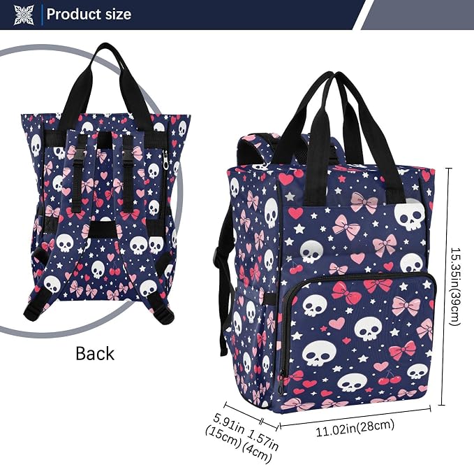 Cute Skulls Bows Diaper Bag Large Cap Insul Mom Dad