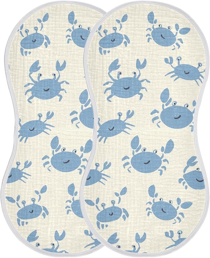 vvfelixl Happy Crabs Burp Cloths for Baby Boy Girls Baby Washcloths Burp Rags 1 Pack