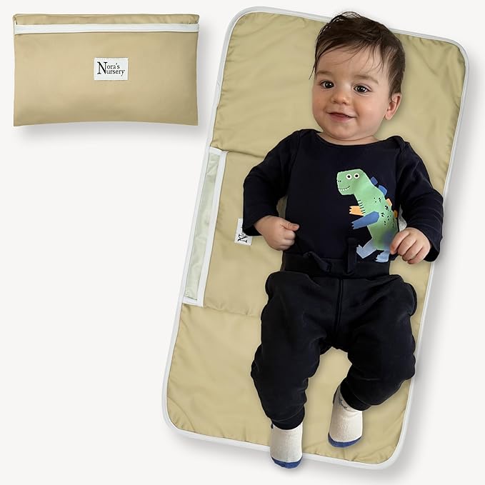 Nora?™s Nursery Portable Baby Diaper Changing Pad - Waterproof Foldable Changing Mat for On-The-Go Diaper Changes - Travel Friendly, Easy Clean, Soft & Durable for Infants and Toddlers - Latte