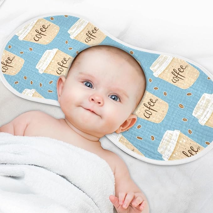 vvfelixl Baby Burp Cloths Coffee Cup Baby Newborn Cotton Burping Cloths Set Babys Washcloths 4 Pack
