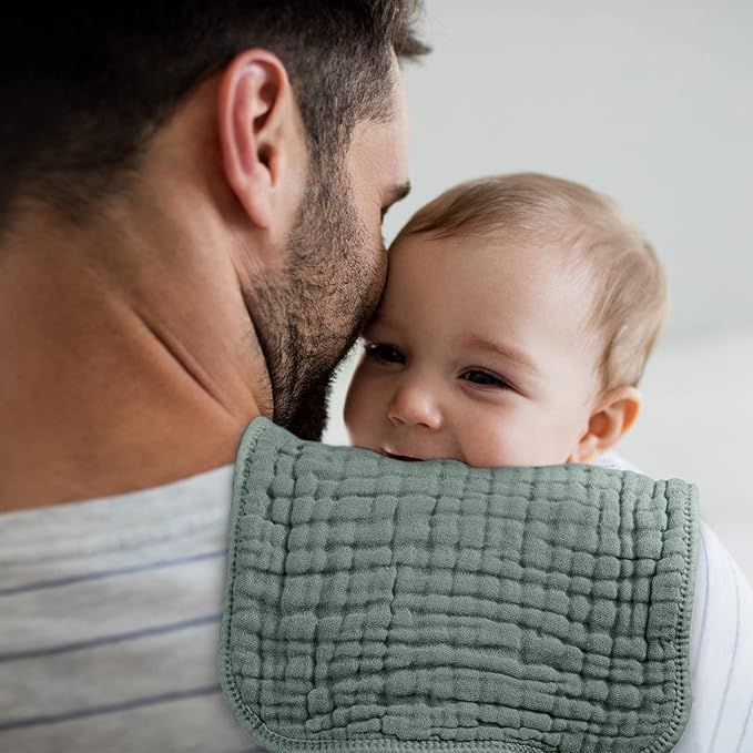 Looxii Muslin Burp Cloths 100% Cotton Muslin Cloths 12 Pack Large 20''x10'' Extra Soft and Absorbent Baby Burping Cloth for Boys and Girls (Apricot+DarkGreen)