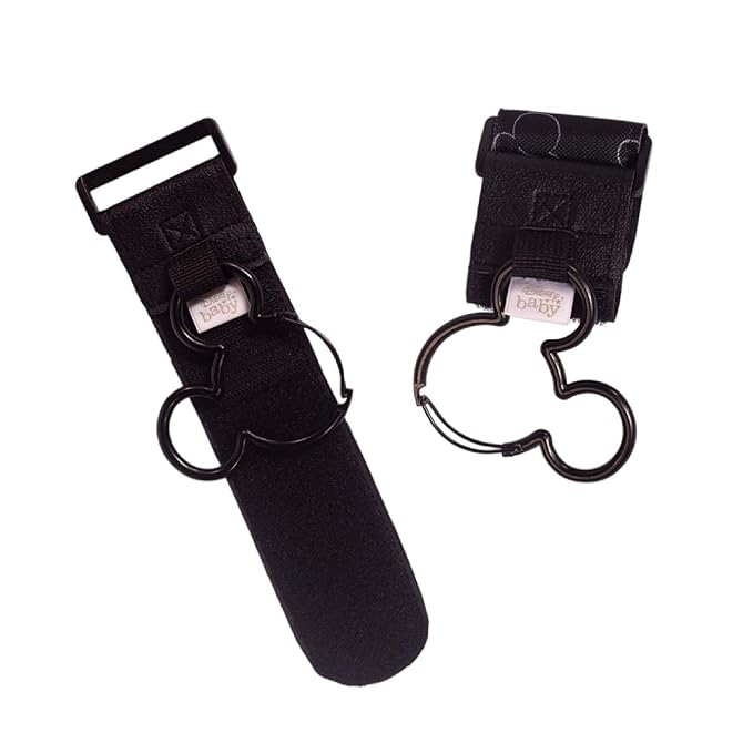 J.L. Childress Disney Baby Cups 'N Cargo Universal Stroller Organizer & Accessory, Mickey Black & Disney Baby Mickey Stroller Hooks, 2 Pack, Black
