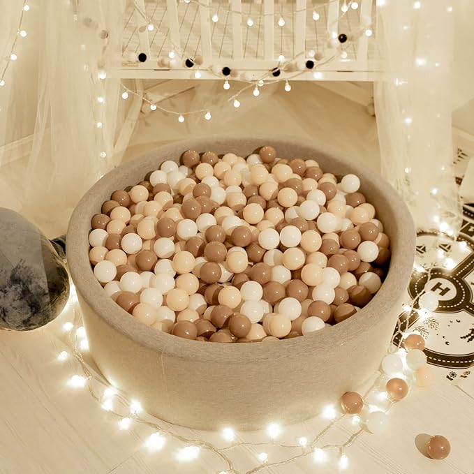 GOGOSO Ball Pit Balls for Toddlers Phthalate-Free BPA-Free Non-Toxic Crush Proof Soft Plastic Play Balls Baby Kids Shape Tent Pool Playhouse Playpen Party Decor,Coffee Brown Beige,500PCS