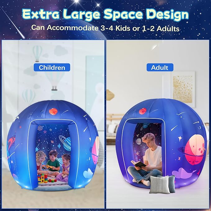 Subao Sensory Tent for Kids & Adults,Astronaut Galaxy Inflatable Light Up Sensory Toys for Autism & ADHD,Kids Tent for Home School Classroom Party Indoor Play,Autism Sensory Products for Calm Corner