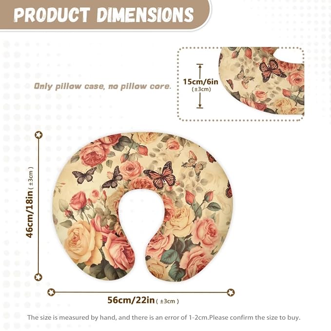 Butterfly Rose Nursing Pillow Cover, Premium Quality Soft Breast Feeding Pillow Covers Great for Breastfeeding Moms