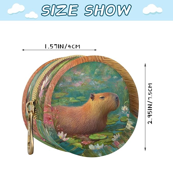 Pacifier Holder with Clip Pacifier Case for Diaper Bag Round Baby Pacifier Pouch Box Bag Portable Capybara Lily Flowers and Flying Eagles