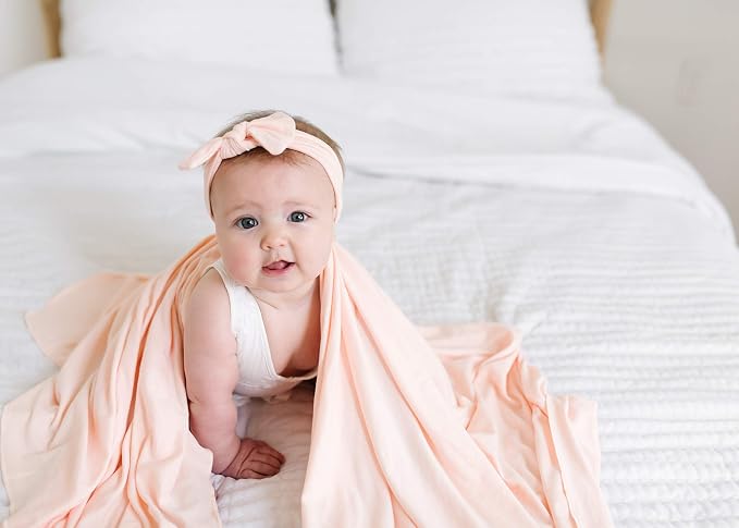 Copper Pearl Swaddle Blankets for Newborns | Soft Stretchy Receiving Blankets for Boys and Girls | Large 46 x 46 Inch Baby Blankets | Lightweight and Breathable Swaddles | Blush