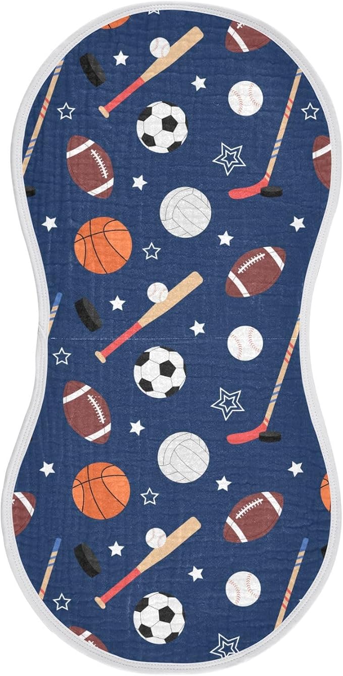 vvfelixl Baby Burp Cloths Team Sports Baby Newborn Cotton Burping Cloths Set Baby Washcloths 4 Pack