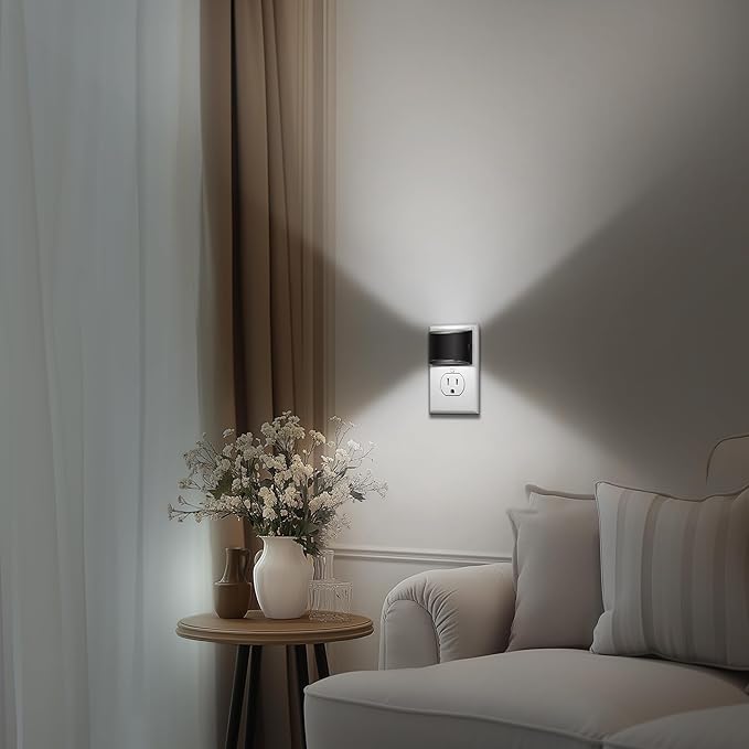 DORESshop LED Night Light[2 Pack], Night Lights Plug into Wall, 3 Level Brightness Adjustable Plug in Night Light, Dusk to Dawn Sensor, Nightlights for Adults, Bedroom, Bathroom, Hallway, 5000K