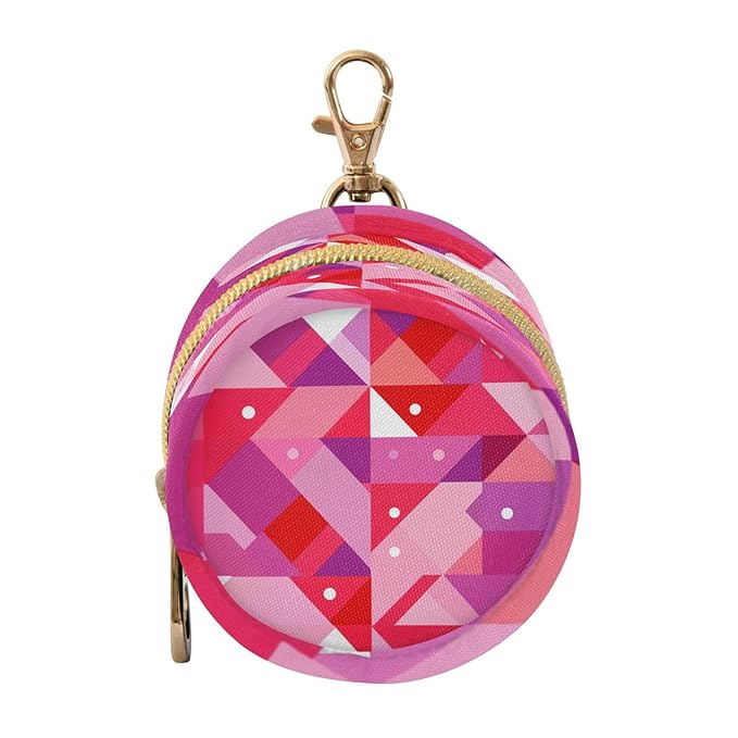 Pacifier Holder with Clip Pacifier Case for Diaper Bag Round Baby Pacifier Pouch Box Bag Portable Red Pink Geometric