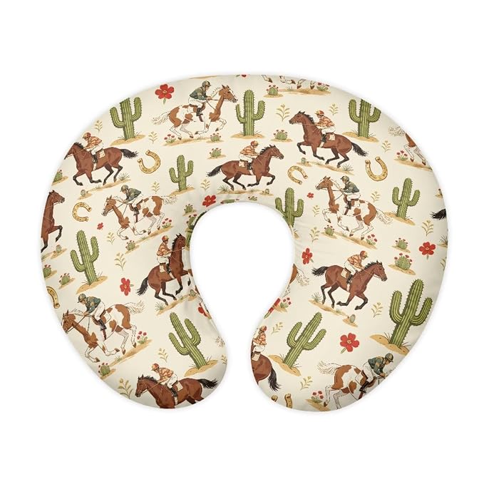 Jeiento Horse Race Nursing Pillow Cover Stretchy Removable Case for Breastfeeding Pillows Soft Comfortable Slipcover for U-Shaped Pillows