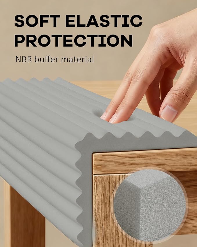 W Wide Edge Protector Strip Extra Thick Baby Proofing Bumper Guard with Strong Adhesive Child Safety for Table Desk Bed Cabinet Furniture in Home and Nursery (Grey)