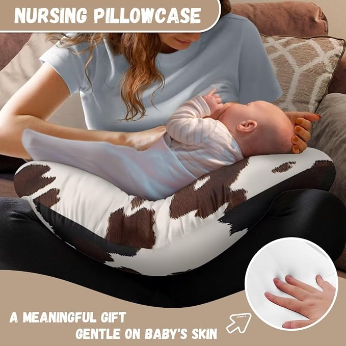 Cow Hide Nursing Pillow Covers, Nursing Pillow Slipcovers Breastfeeding Newborn Infant Feeding Cushion Cover Case