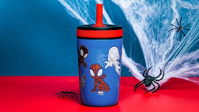 Zak Designs Marvel Spider-Man Kelso Toddler Cups For Travel or At Home, 12oz Vacuum Insulated Stainless Steel Sippy Cup With Leak-Proof Design is Perfect For Kids (Spidey and His Amazing Friends)
