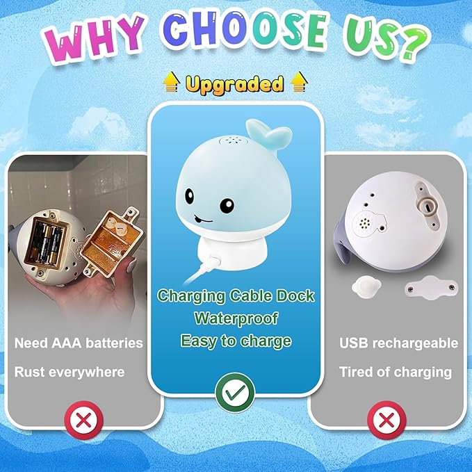 Gigilli Baby Bath Toys, Light Up Whale Sprinkler Bath Toys for Kids Ages 1-3, Toddler Pool Water Table Toy Bathtub Fountain Toy for Toddler 6-12-18 Months, Birthday 1 Year Old Boys Girls Gifts