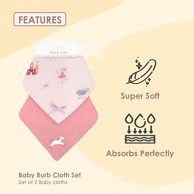 MON AMI Muslin Burp Cloths for Baby – 100% Cotton Burping Cloths for Babies, Extra Absorbent, Ultra-Soft, Baby Essentials