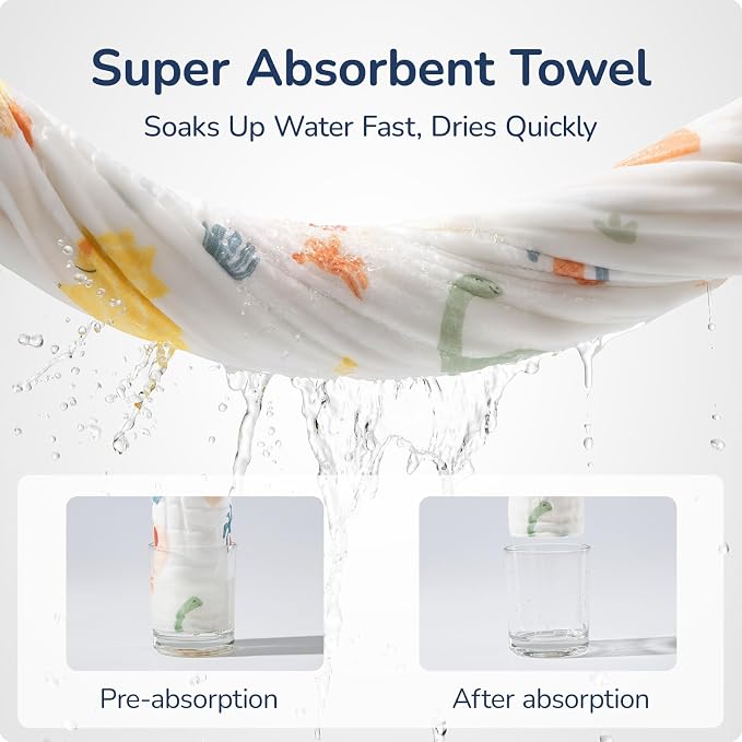 Baby Hooded Towel 2 Pack, Ultra Absorbent & Soft Muslin Baby Towel - 32 x 32 Inches, Baby Bath Towel for Newborns, Infants & Toddlers, Ideal for Bath Time, Pool & Beach