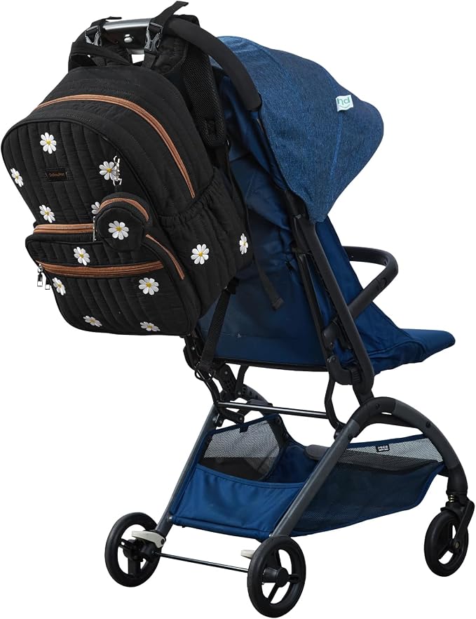 GOBABYMART Large Diaper Bag Backpack with Changing Pad, Insulated Bottle Pockets, Travel & Hospital Bag for Mom & Dad (Large - Black Flowers)
