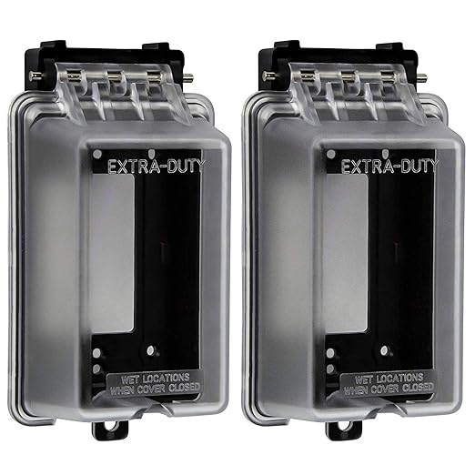 ENERLITES Outdoor Outlet Cover Extra-Duty in-Use Weatherproof Outdoor Decorator/GFCI Receptacle Outlets, Weatherproof Enclosure, 1-Gang 6.1?�H x 3.4?�W x 2.8?�D, Clear Cover, IUC1V-D-2PCS, 2 Count