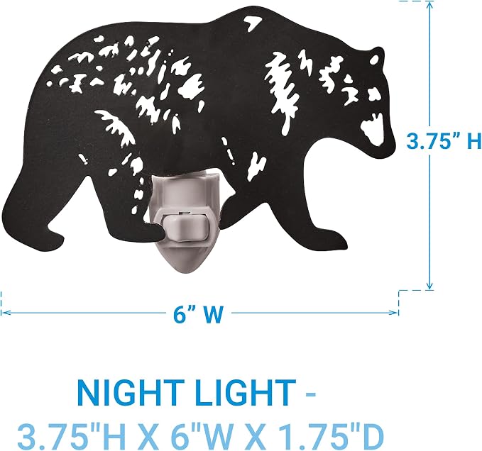 Park Designs Black Bear Night Light, Rustic Nature Inspired Accent Lighting for Dark Rooms, Decorative Addition to Cabin and Lodge Style Rooms