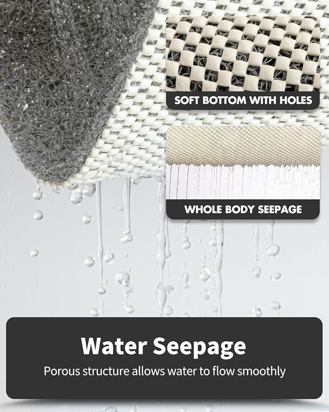 Non-Slip Bathtub Mat, 17x 30 Inch, Shower Mats for Bath Tub, PVC Loofah Bathroom Mats for Wet Areas, Quick Drying