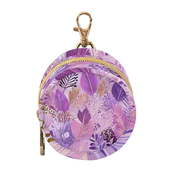 Pacifier Holder with Clip Pacifier Case for Diaper Bag Round Baby Pacifier Pouch Box Bag Portable Boho Pink Leaf