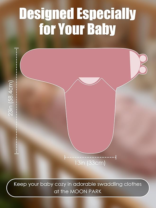 Newborn Swaddle Blanket Wrap 0-6 Months (3-Pack) - Adjustable Infant Sleep Sack, 100% Cotton Anti-Startle Soothing Sack, Soft Breathable Nursery Bedding - Dusty Rose + Pearl + Mauve