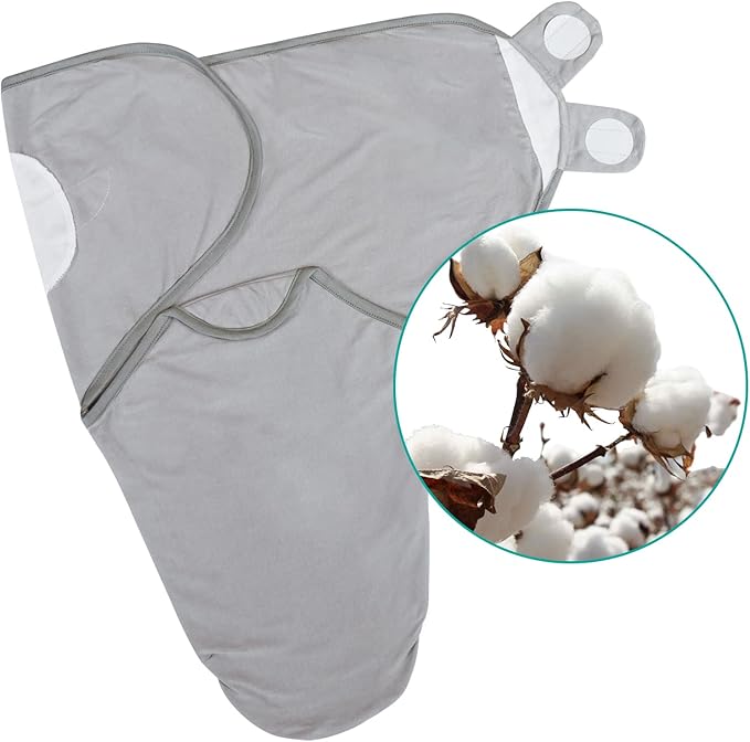 Biloban Baby Swaddles 0-3 Months for Girls, Cotton Swaddle Blanket, Newborn Essentials, Grey & Pink, 2 Pack