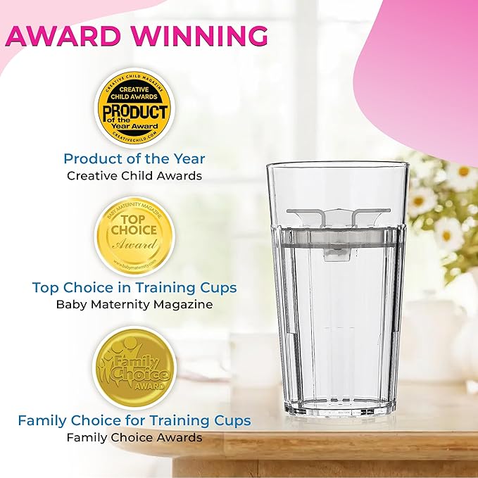 Reflo Smart Cup Bundle (Blue 2-Pack) Weaning and Self-Feeding Toddler Training Cup, Montessori Open Design, Slow-Spill 360 Rim Flow-Control, Made in USA, E-Guide via QR Code