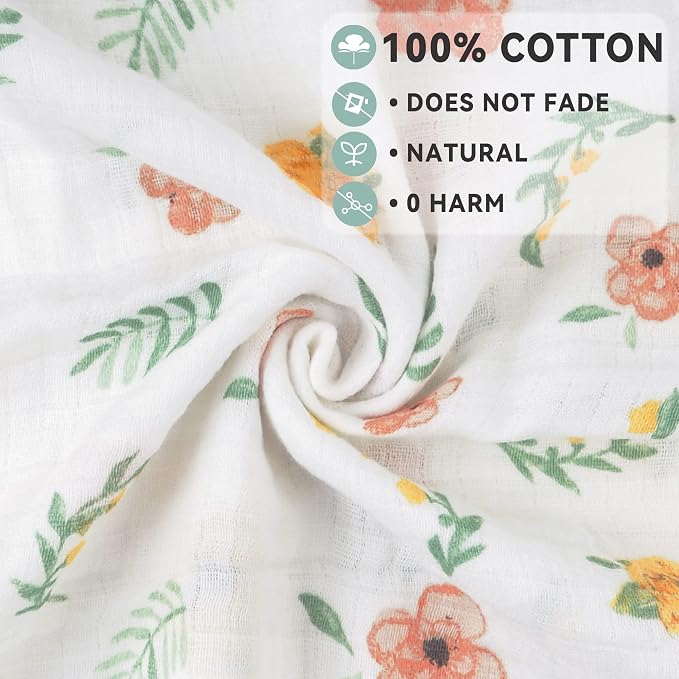 Viviland Muslin Swaddle Blanket, Baby Swaddle Blanket for Boys & Girls, Nursery Receiving Blanket for Newborn, Baby Swaddle Wrap Soft Silky & Breathable, 4 Packs, 47 X 47In