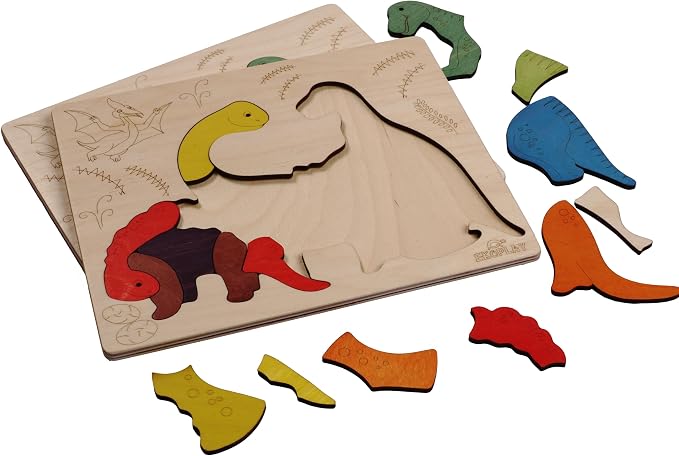 Jurassic Wooden Puzzle | 15 Pieces Jigsaw Puzzle | Dinosaurs for Kids 3 Years and Above