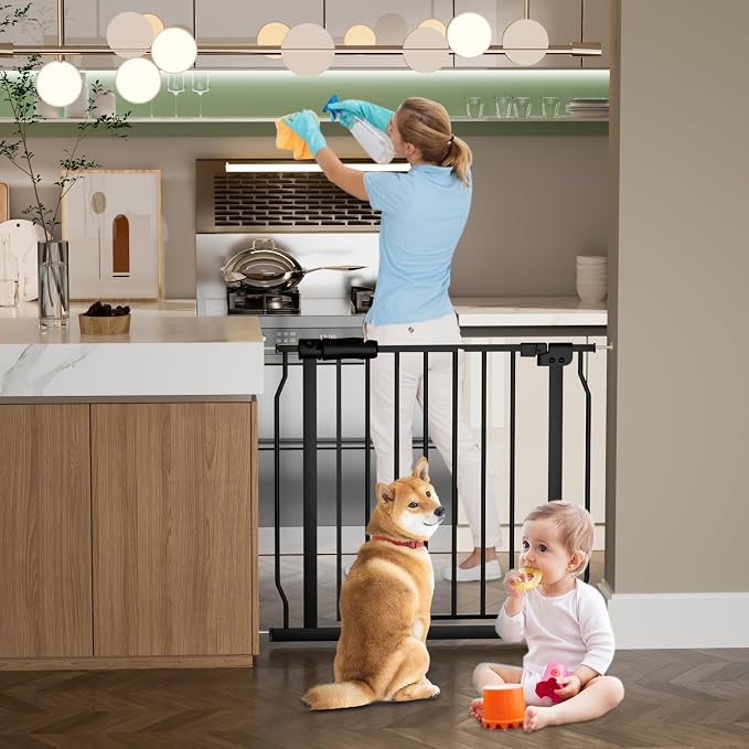 30" Tall Extra Wide Baby Gate for Doorway Indoor Dog Gates for The House Stairs Large Long Pet Gates for Dogs Safety Auto Close Hardware Pressure Mounted Gate (29.5"-47" Wide)