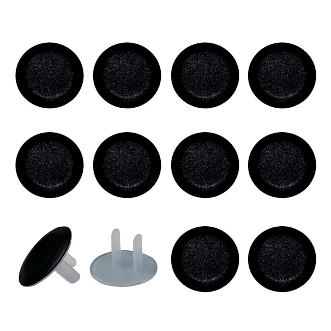 Pure Black Outlet Covers Baby Proofing - Plug Covers for Electrical Outlets, Child Proof Socket Covers, Baby Safety Products for Home, Office